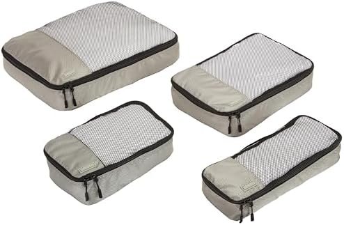 Amazon Basics 4 Piece Packing Cubes for Travel, Travel Organizer Zipper Cubes Set, Small, Medium, Large, and Slim, Gray - Image 3