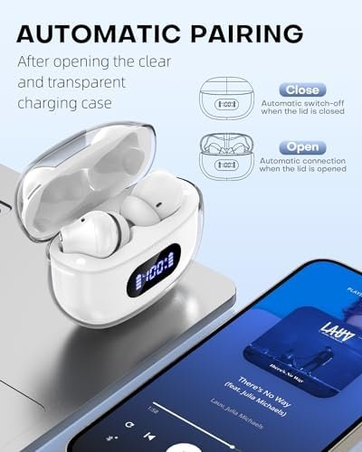 Wireless Earbuds, Bluetooth Earbuds with 6 Mics Clear Calls Noise Cancelling Headphones, Air Ear Buds Ipods with Power Display, IPX7 Waterproof, 30 Hrs Compatible for iPhone Android White - Image 2