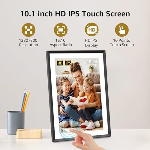 ApoloSign Digital Picture Frame 10.1 inch, Frameo Digital Photo Frame, WiFi Electronic Frame with 32GB Storage, 1280x800 HD IPS Touch Screen, Auto-Rotate, Slideshow, Share Photos/Videos Instantly - Image 5