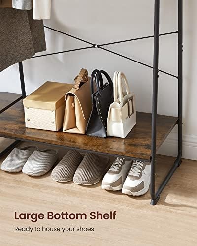 VASAGLE Clothes Rack, Clothing Rack with Shoe Shelf, 5-Tier Storage Rack, 6 Side Hooks, for Bedroom, Living Room, Rustic Brown and Black URGR116B01 - Image 8