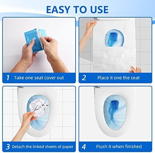 TenFans Toilet Seat Covers Disposable (120 Pack) - XL Flushable Disposable Toilet Seat Cover for Kids Potty Training, Adults - Essential Travel Accessories for Airplane, Public Restrooms, Camping - Image 6